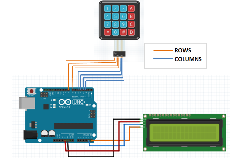 4x4 keypad with arduino schematic