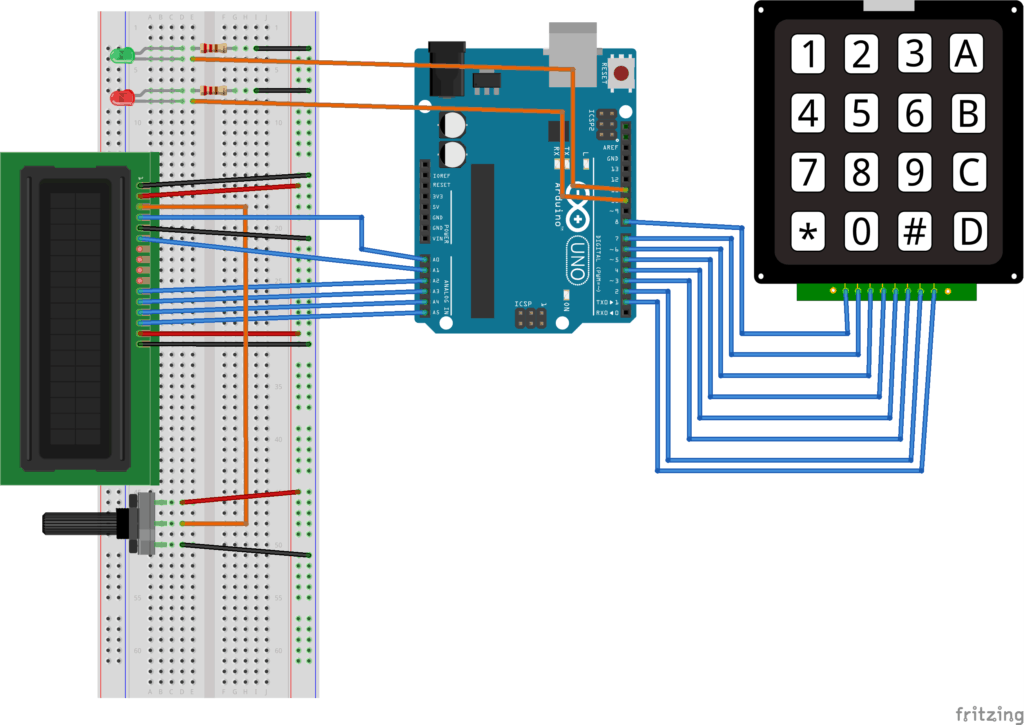 4x4 keypad arduino schematic