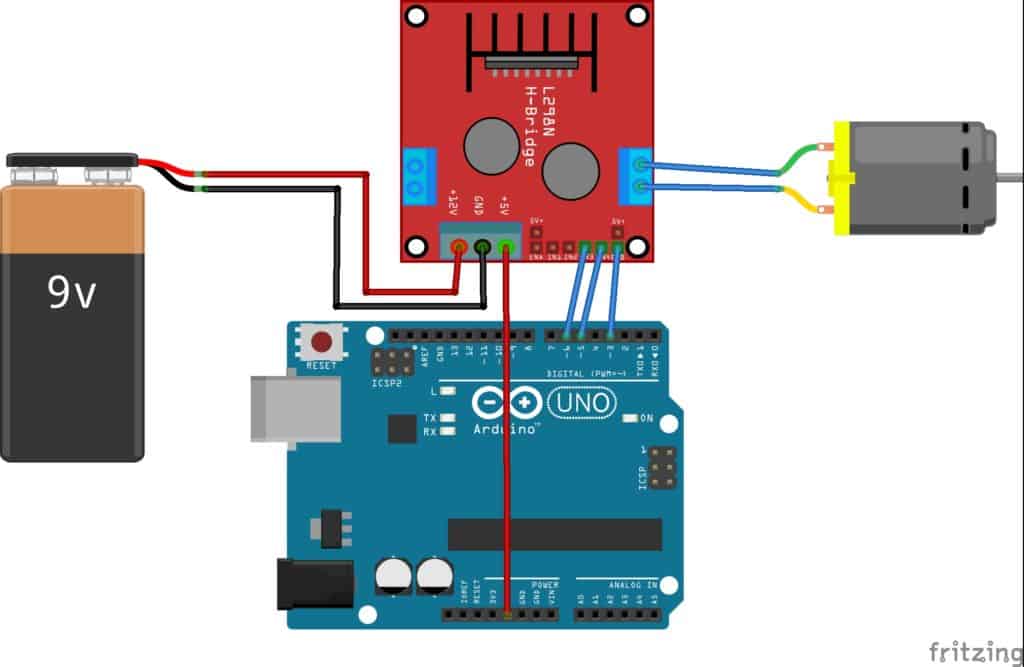 dc motor control using l298n motor driver and arduino
