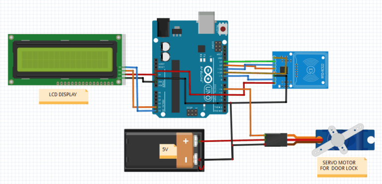 arduino rfid door lock schematic