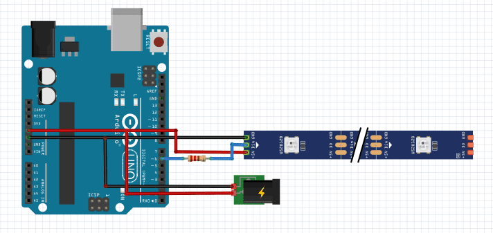 ws2812b leds strip with arduino schematic