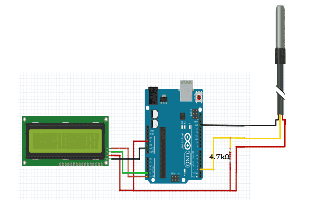 ds18b29 waterproof temperature sensor with arduino and lcd