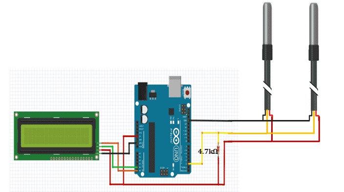 multiple ds18b20 waterproof temperatue sensors