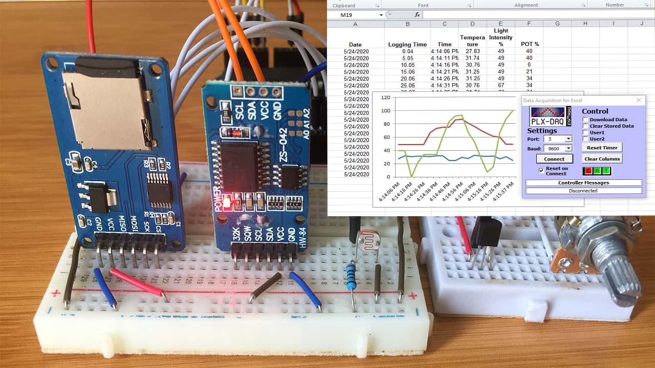 arduino data logger with sd card and plx-dax