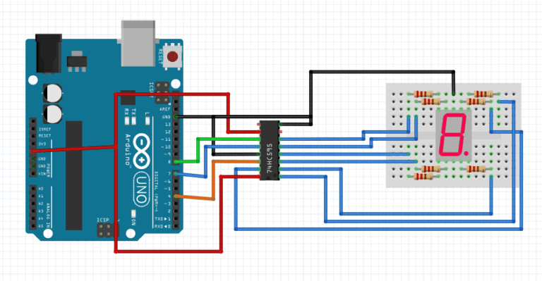 7 segment display with 74hc595 shift register