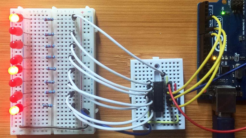 Arduino Flow Led Example With Shift Register How to use the 74HC595 Shift Register with Arduino. - MYTECTUTOR