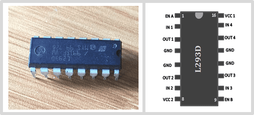 L293D motor driver 16 pin DIP IC and pin diagram