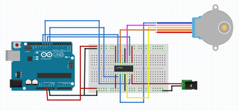 L293D with Arduino stepper motor control schematic