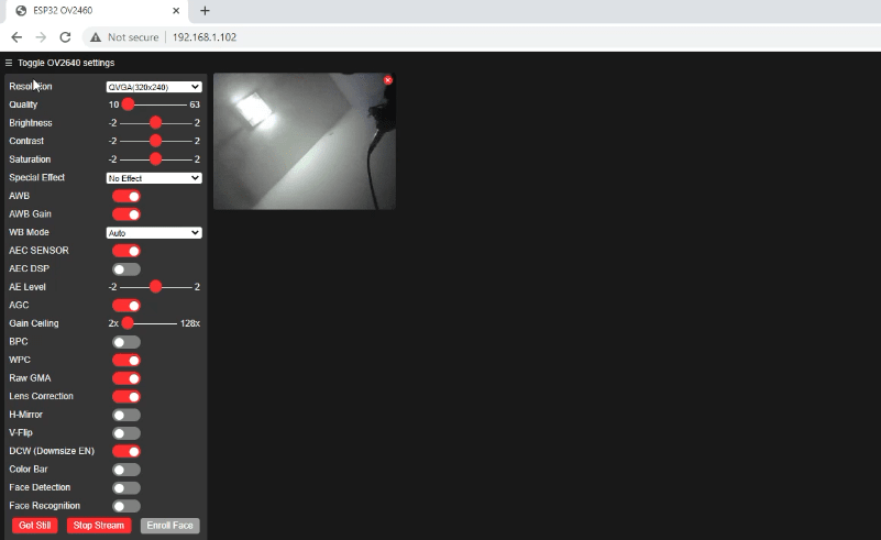 esp32 video streaming web page