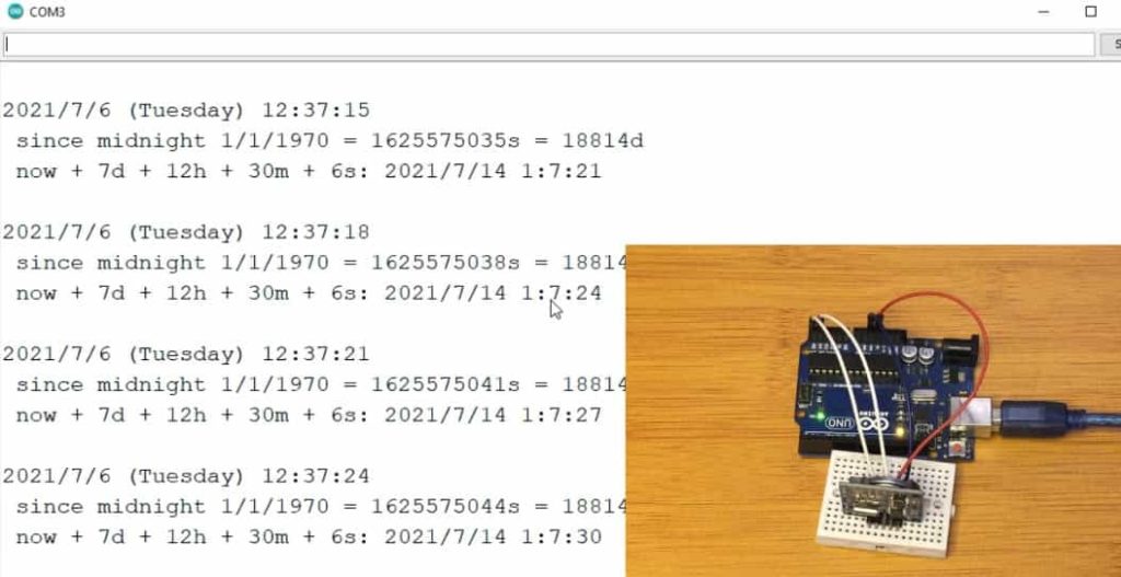 ds1307 rtc date and time display on serial monitor