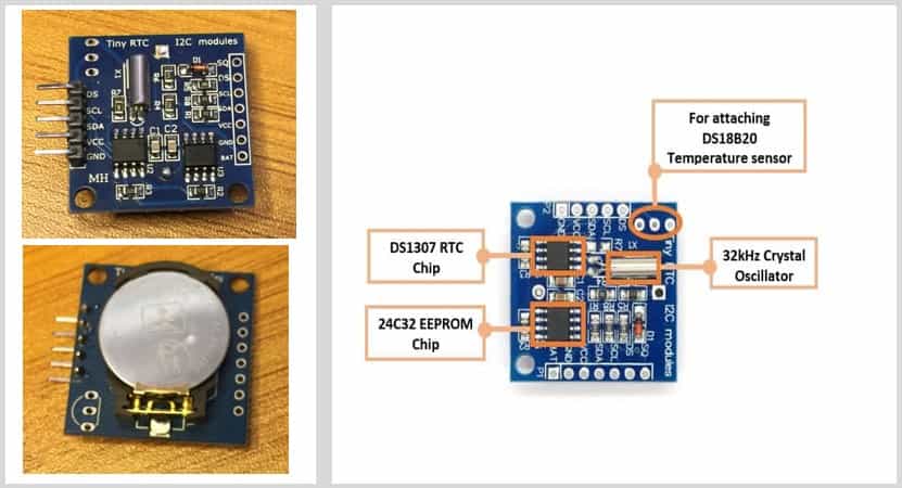 DS1307 RTC module pinout and components