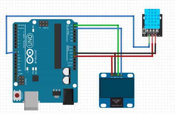 DHT11 with 168x32 I2C OLED