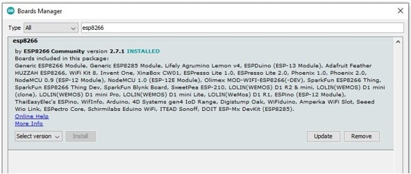 Installing ESP8266 boards manager in Arduino IDE