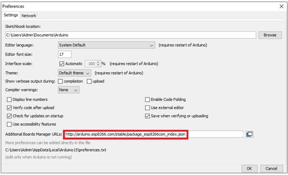 Installing ESP8266 package in Arduino IDE