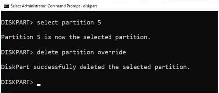 command prompt delete recovery partition 