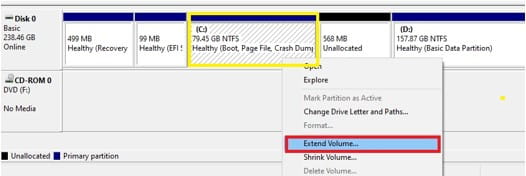 Extend C drive from deleted recovery partition