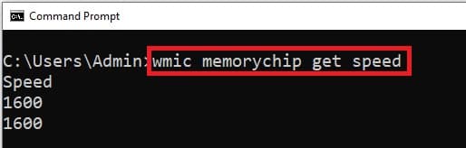 Checking RAM speed using command prompt