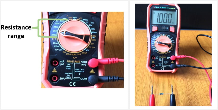 Measuring resistance using a digital multimeter