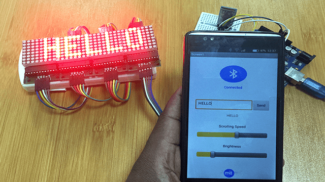 Max7219 8X8 Led matrix bluetooth control using Android App.