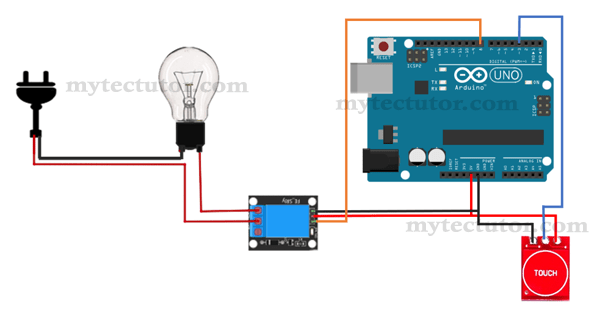 Connecting TTP223 touch sensor with Arduino and 5V relay module