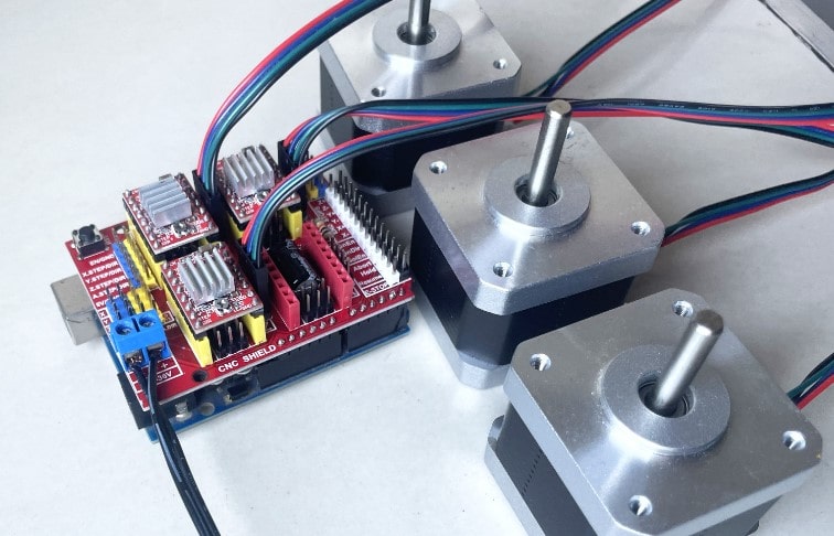 Connecting CNC Shield to Arduino, motor drivers and stepper motors